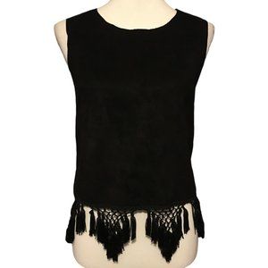 Gracia Black Cropped Tassel Top - Small